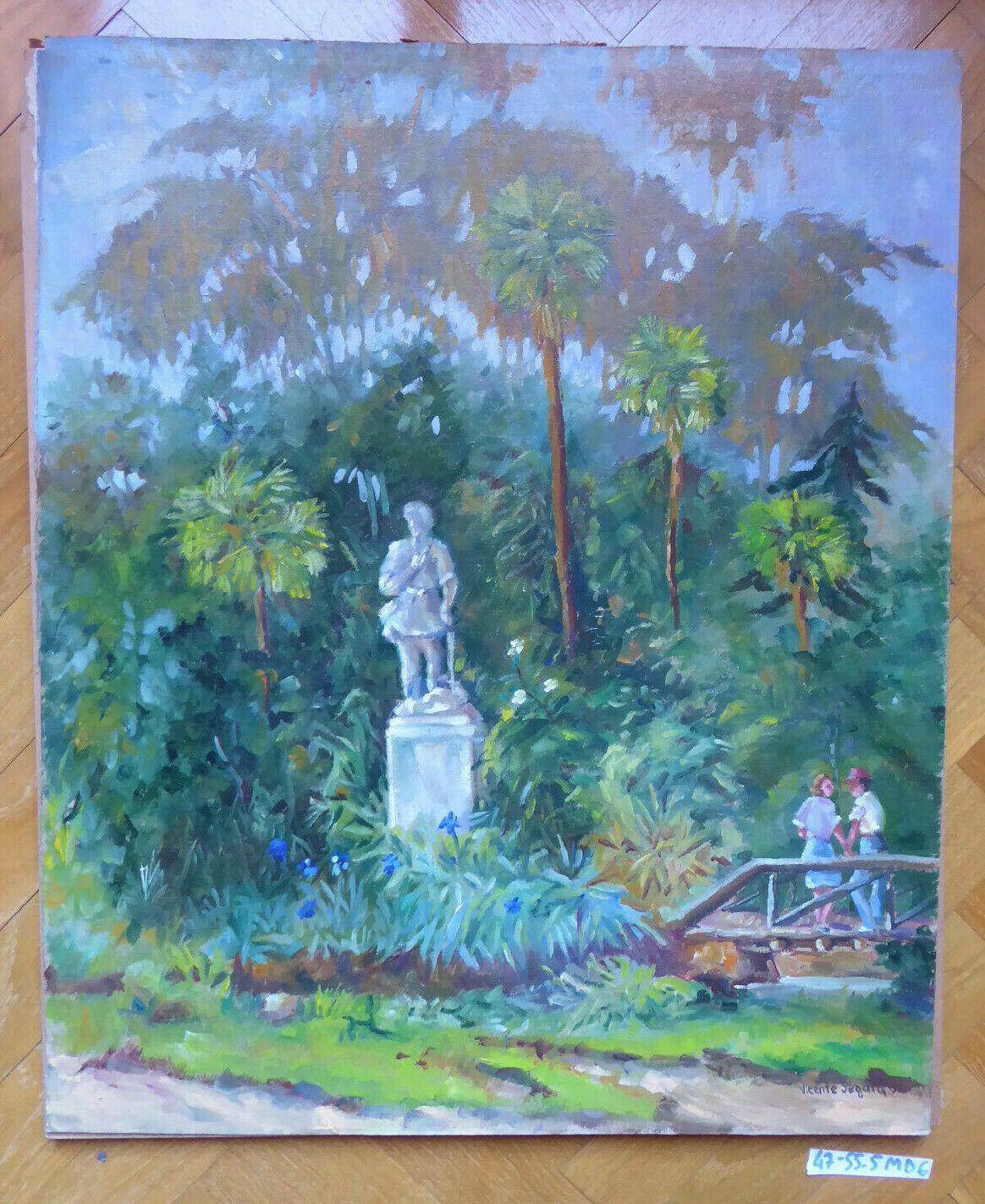 PARCO DEL RETIRO DI MADRID VECCHIO DIPINTO FIRMATO SEGURA PITTORE SPAGNOLO MD6 - Belbello Antiques