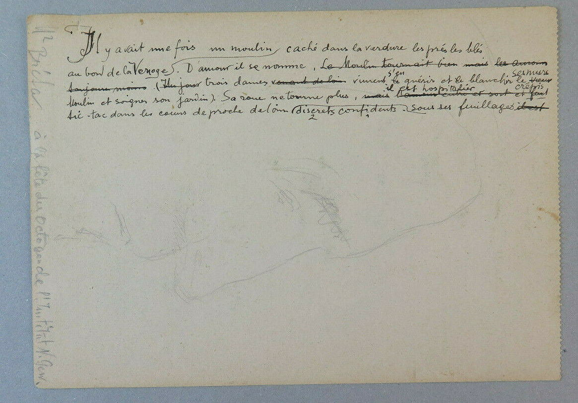 VECCHIO DISEGNO FIRMATO BISCHOFF ANNI 60 VEDUTA DI CAMPAGNA MATITA CARTA BM53.2