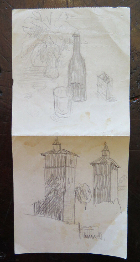 DISEGNO ANTICO SUL RETRO DI UNA CAMBIALE BOZZETTO STUDIO PREPARATORIO P28.4