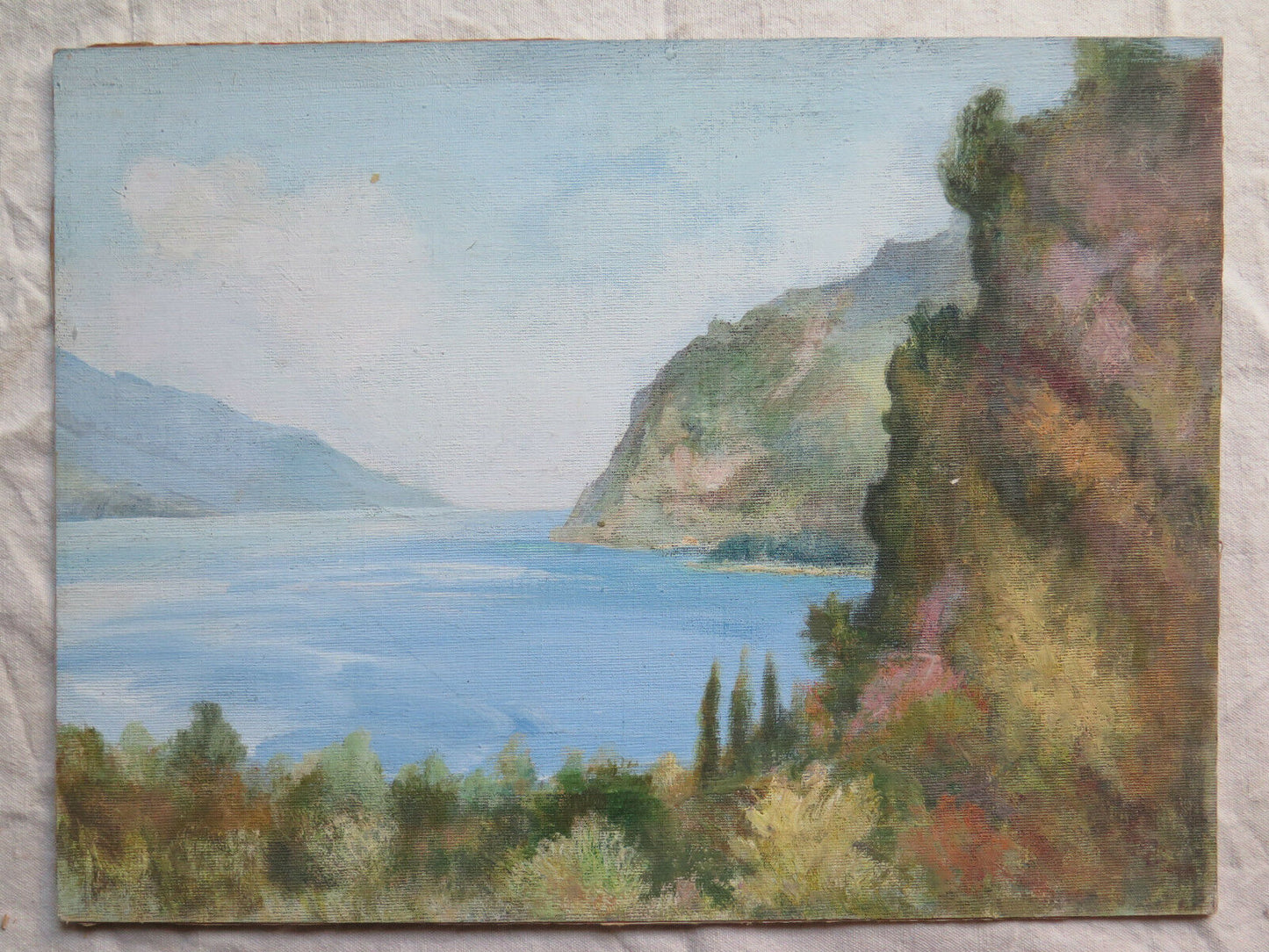 LAKE GARDA LANDSCAPE VIEW FROM THE CLIFF MODERN PAINTING OIL PAINTING p9