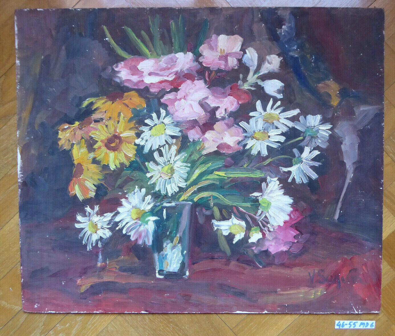 NATURA MORTA VECCHIO QUADRO AD OLIO FLOREALE FIORI FIRMATO SEGURA SPAGNA 900 MD6 - Belbello Antiques