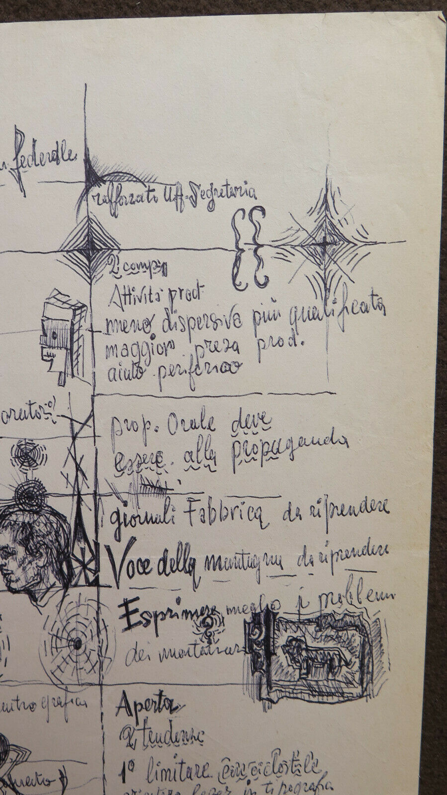 OLD SKETCH FOR A 1960s POLITICAL FLYER BY THE PAINTER PANCALDI P28.7