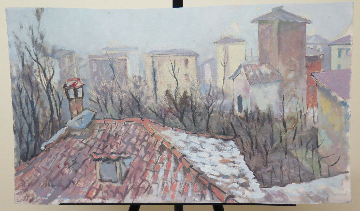 ORIGINAL PAINTING BY THE PAINTER GAETANO PANCALDI 1922-2014 VIEW OF PIUMAZZO P31