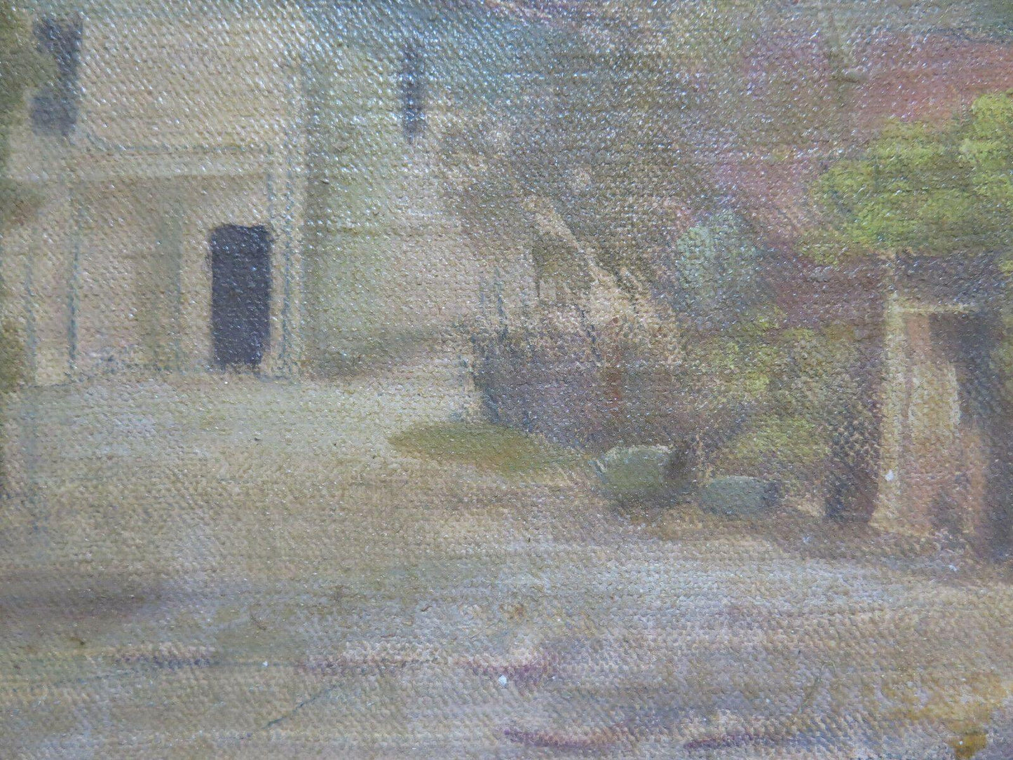 QUADRO ANTICO DIPINTO OLIO SU TAVOLA ORIGINALE FIRMATO PAESAGGIO DI CAMPAGNA p3 - Belbello Antiques