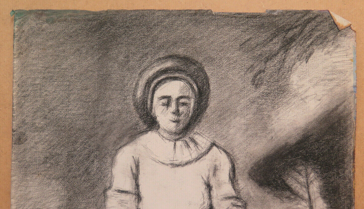 GRANDE DISEGNO ANTICO ISPIRATO WATTEAU PIERROT Pierre Duteurtre DUT BM53.1 H