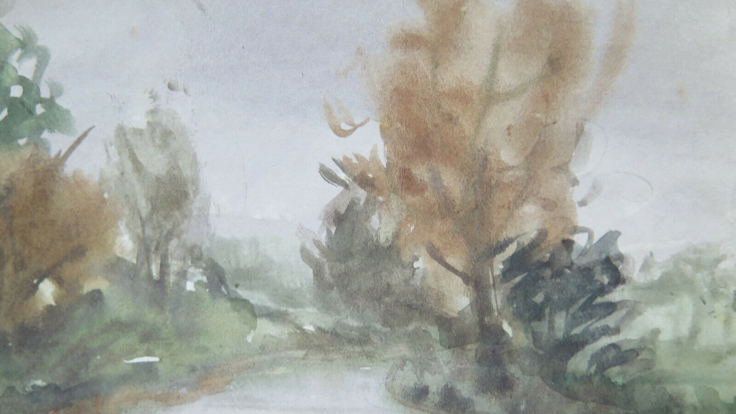 OLD WATERCOLOR PAINTING PREPARATORY SKETCH LANDSCAPE P28.4 