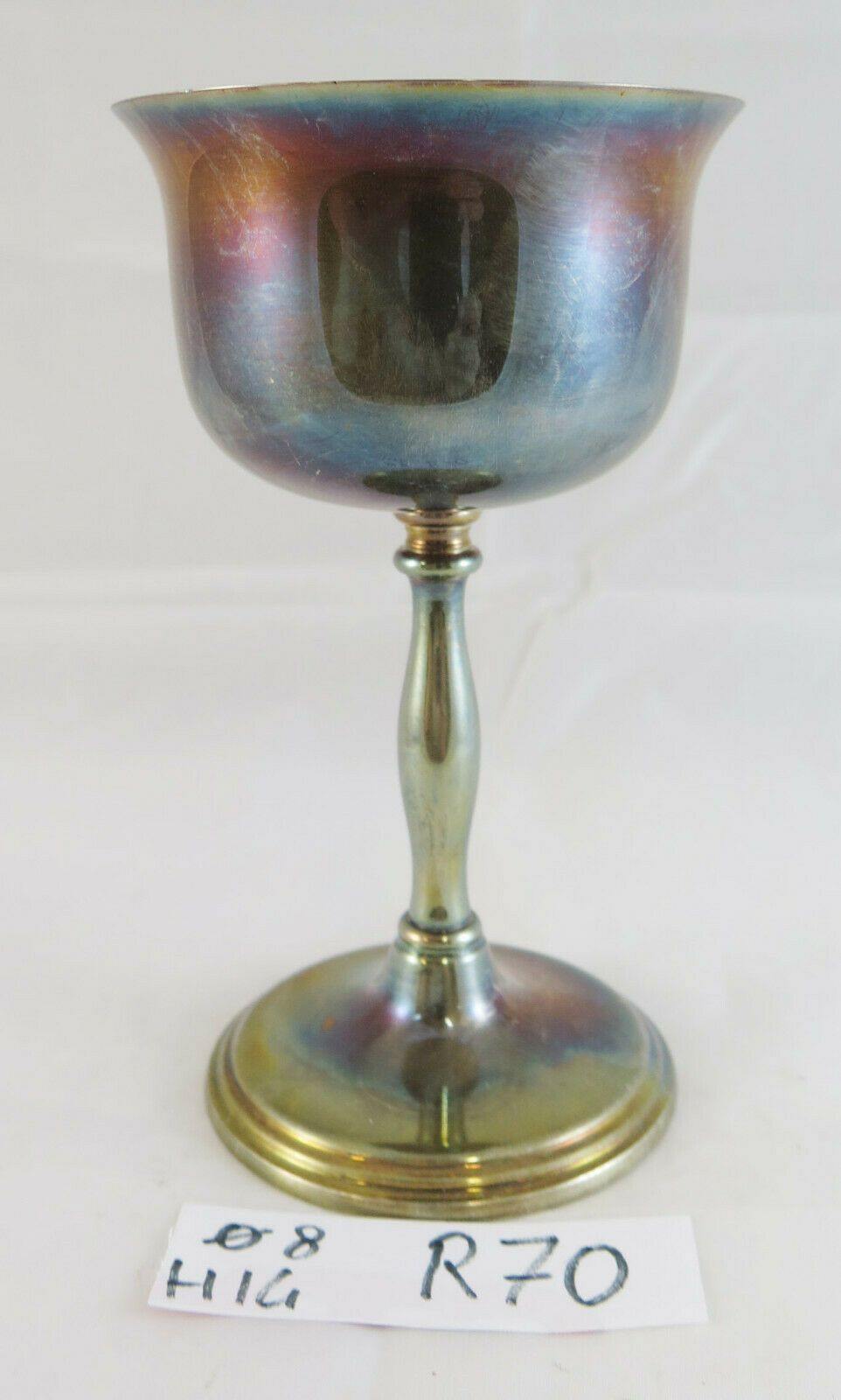 ANTICO CALICE IN SHEFFIELD MARCHIATO E.P.S ENGLAND VINTAGE CUP VASE R70 - Belbello Antiques
