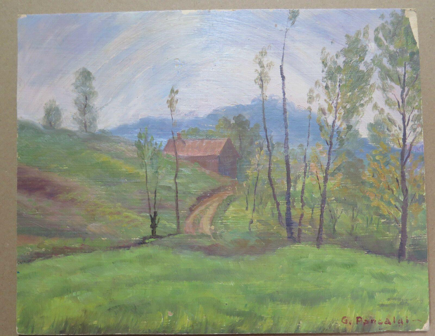 QUADRO ANTICO 900 NOVECENTO EMILIA ROMAGNA PAESAGGIO DIPINTO OLIO SU TAVOLA p3 - Belbello Antiques