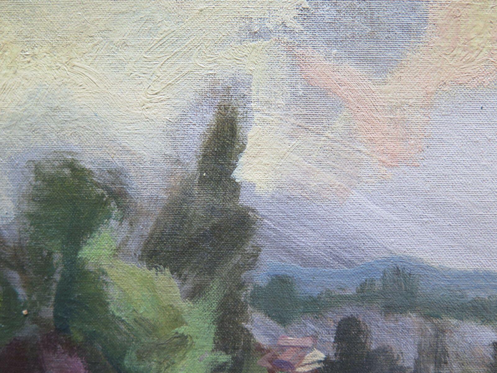 QUADRO IN STILE IMPRESSIONISTA DIPINTO PAESAGGIO AD OLIO SU TAVOLA ORIGINALE p16 - Belbello Antiques