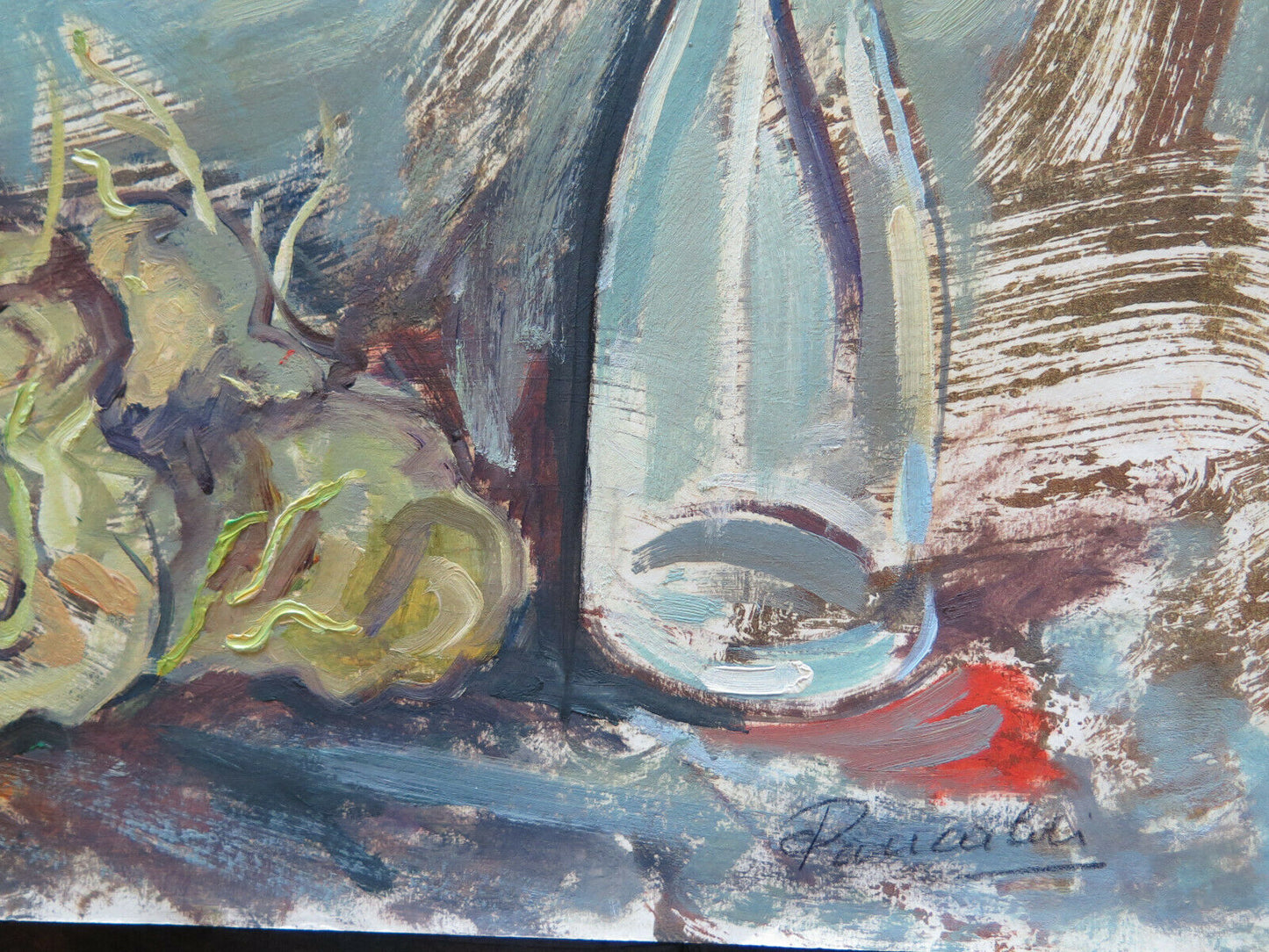 WATERCOLOR PAINTING ON INTERIOR PAPER WITH STILL LIFE OBJECTS SIGNED P14