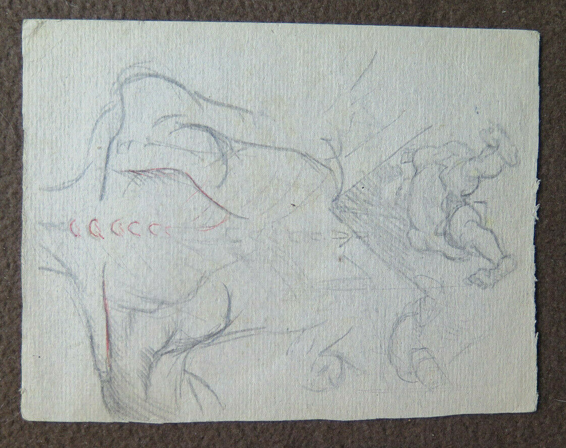 DUE ANTICHI DISEGNI BOZZETTI CON STUDIO PER CORPO UMANO ANNI '40 DISEGNO P28.6