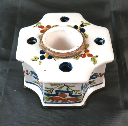 HAND PAINTED CERAMIC INKWELL ITALY CIRCA 1940 VINTAGE INKWELL BM21 