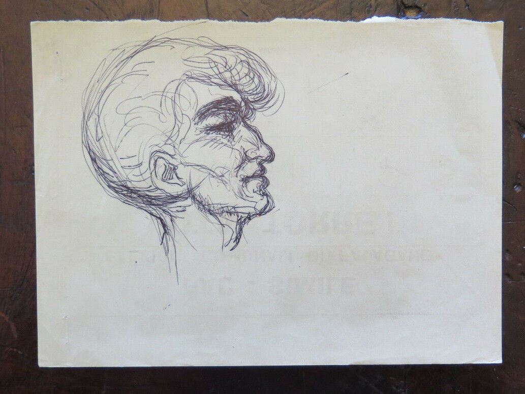 DISEGNO VINTAGE BOZZETTO PREPARATORIO AUTORE G. PANCALDI RITRATTO PROFILO P28.5