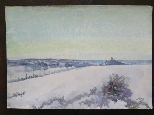 MODERN PAINTING ICE FROST WINTER LANDSCAPE WITH SNOW AND ICE SIGNED p16