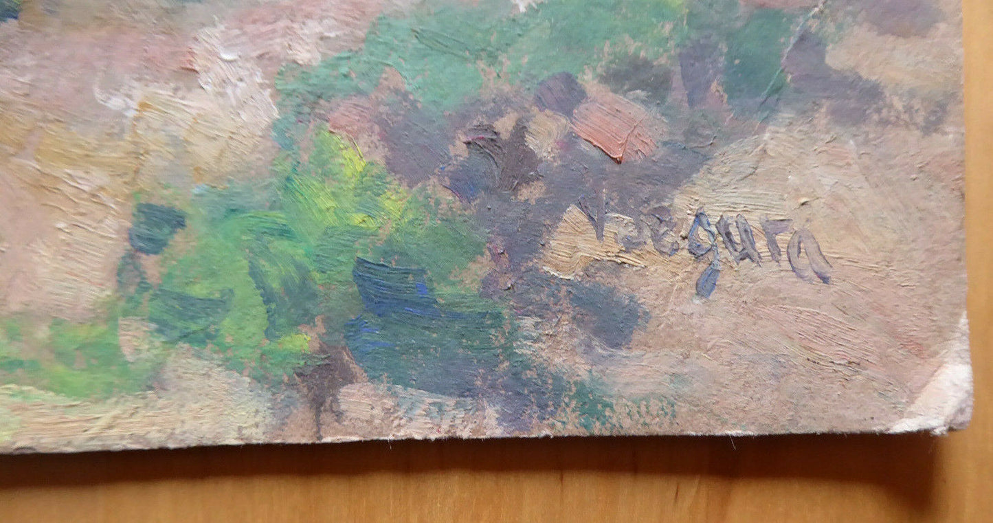 OLD OIL PAINTING SPAIN LANDSCAPE SIGNED VICENTE SEGURA (1930-2015) MD3 