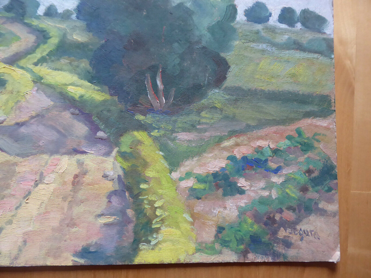 OLD OIL PAINTING SPAIN LANDSCAPE SIGNED VICENTE SEGURA (1930-2015) MD3 