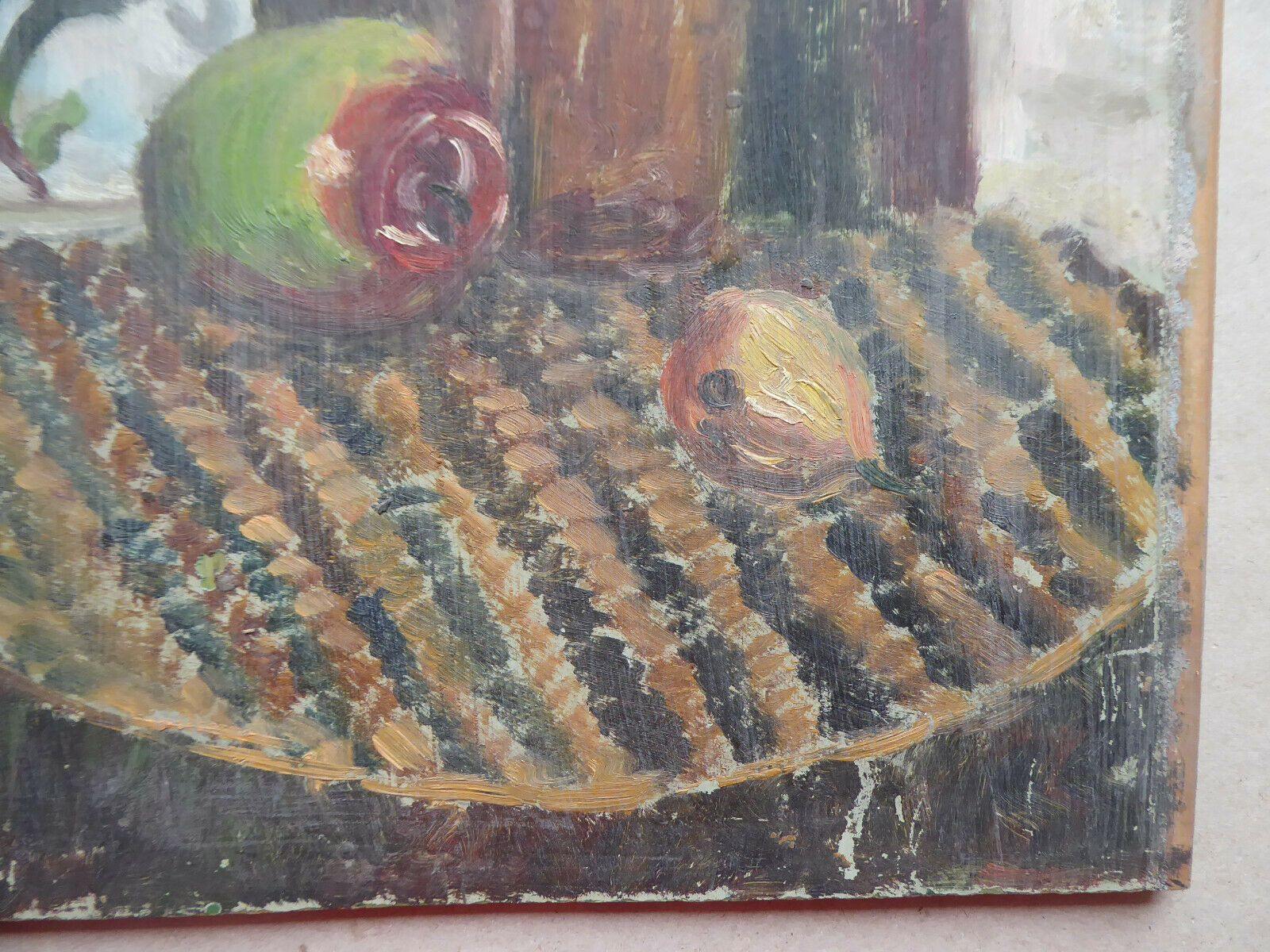 32x35cm PICCOLO QUADRO AD OLIO NATURA MORTA INIZIO SECOLO OLIO SU TAVOLA MD10 - Belbello Antiques