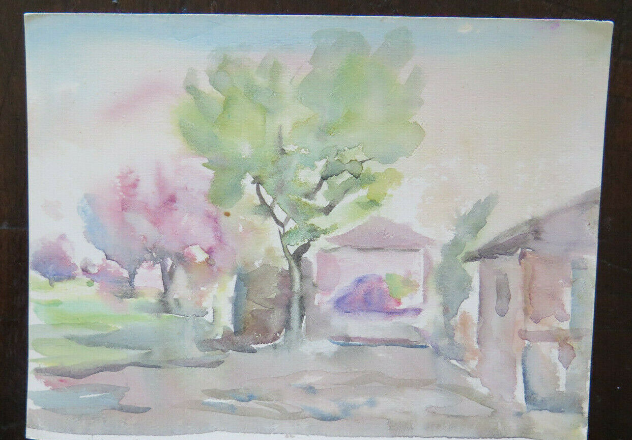 SMALL WATERCOLOR PAINTING ON PAPER WORK BY THE PAINTER G. PANCALDI P28.4 