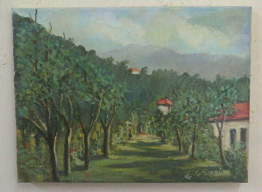 OLD OIL PAINTING PESAGGIO WORK BY THE PAINTER LUIGI COTICONI PAINTING BM44 