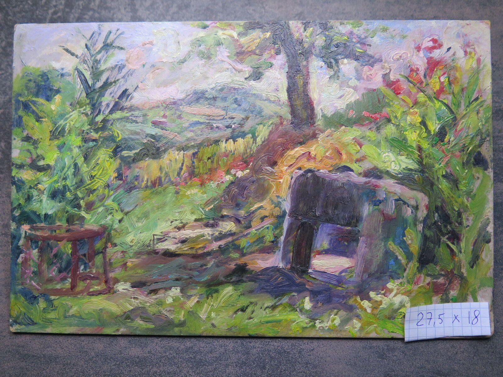 QUADRO ANTICO DIPINTO STILE IMPRESSIONISTA OLIO TAVOLA PAESAGGIO ORIGINALE p1 - Belbello Antiques