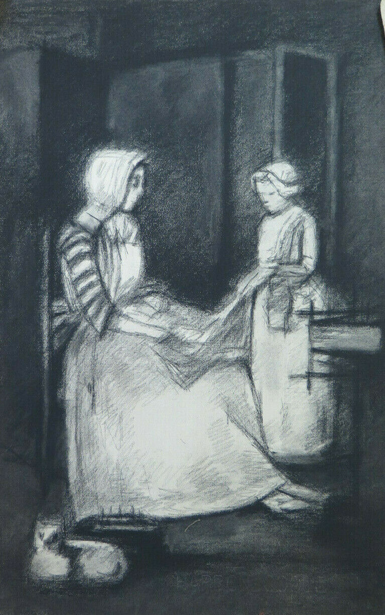 GRANDE DISEGNO ANTICO INTERNO FIGURE OPERA ARTISTA Pierre Duteurtre DUT BM53.1