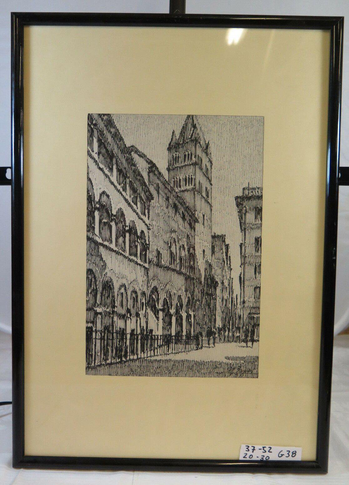 GENOVA COMMENDA DI SAN GIOVANNI DI PRè VECCHIO DISEGNO SU CARTA VEDUTA CITTà  G38 - Belbello Antiques