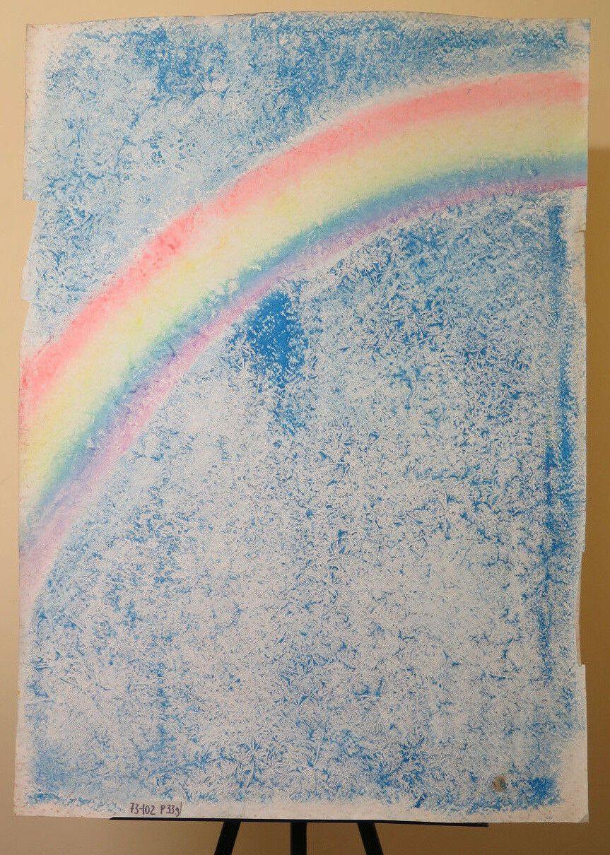 QUADRO MODERNO ARTE CONTEMPORANEA ARCOBALENO IN CIELO DIPINTO D'AUTORE  P33.9 - Belbello Antiques