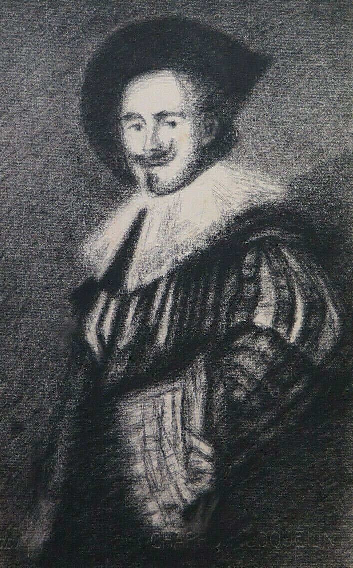 DISEGNO ANTICO RITRATTO GENTILUOMO ARTISTA FRANCESE Pierre Duteurtre DUT BM53.1