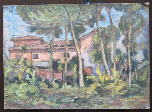 QUADRO IN STILE IMPRESSIONISTA DIPINTO ANTICO AD OLIO SU TAVOLA PAESAGGIO p16 - Belbello Antiques