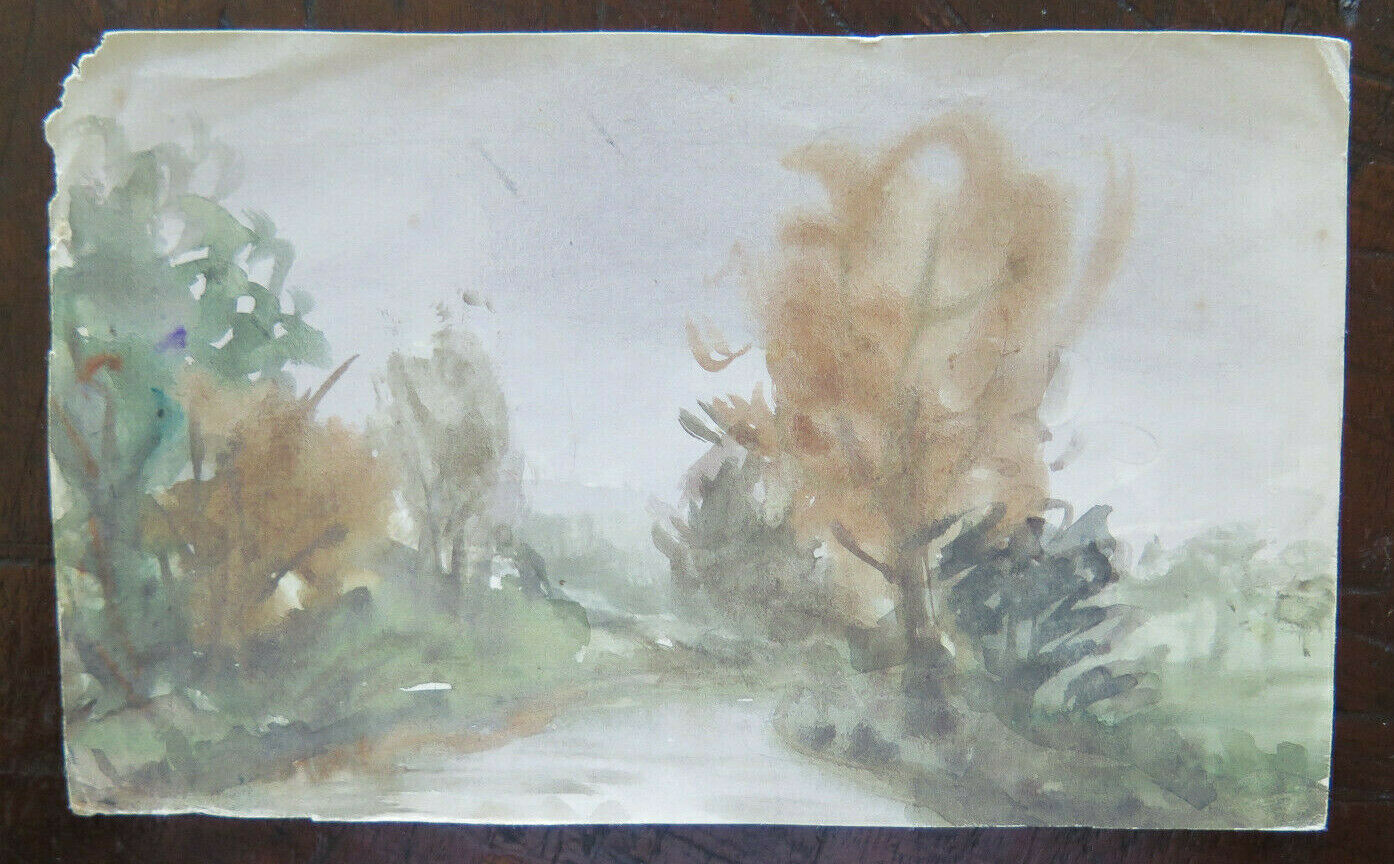 OLD WATERCOLOR PAINTING PREPARATORY SKETCH LANDSCAPE P28.4 