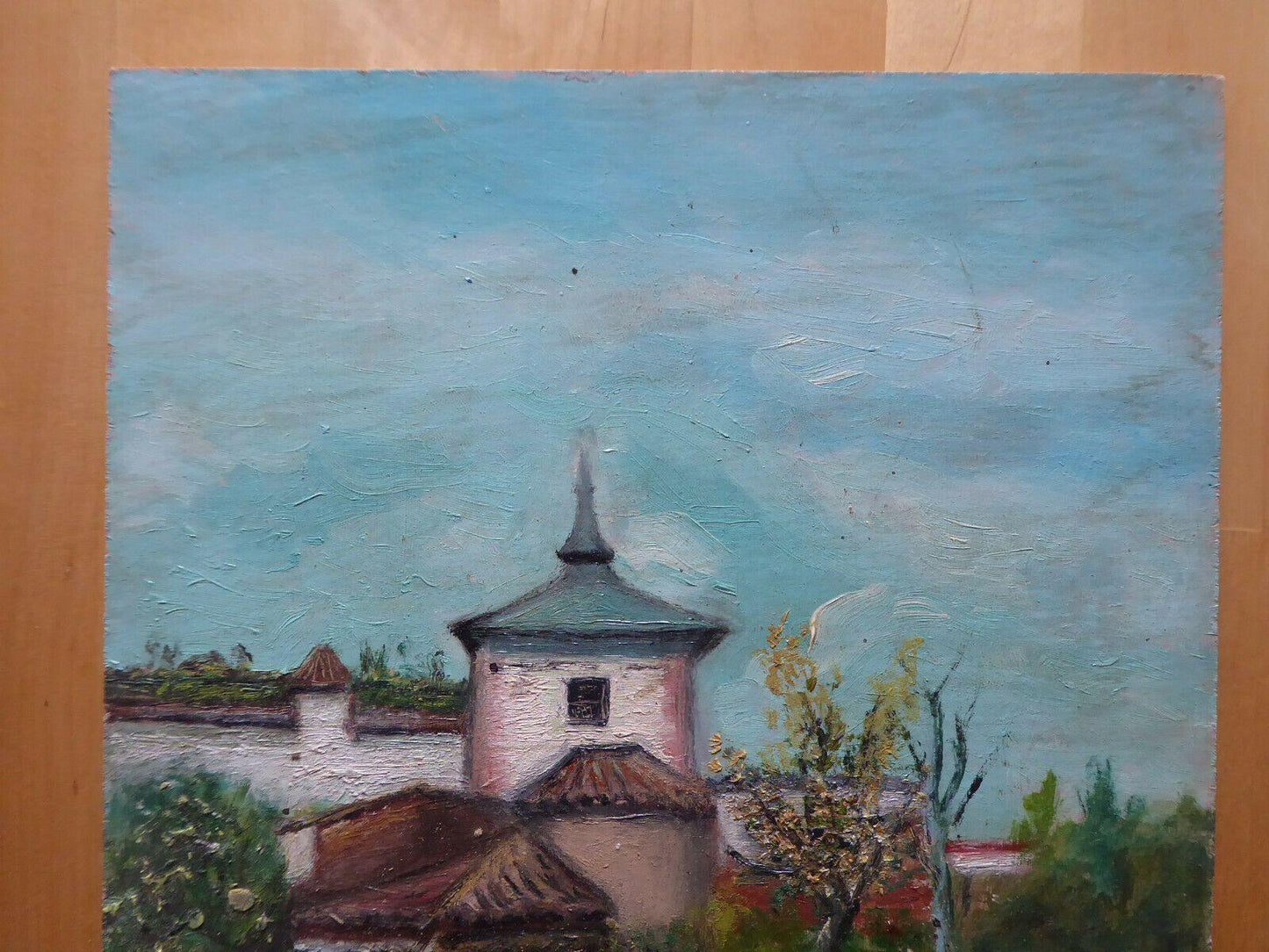 PAESAGGIO SPAGNOLO IN PRIMAVERA VECCHIO QUADRO IN STILE IMPRESSIONISTA MD3 - Belbello Antiques