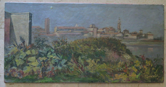 PAESAGGIO CAMPAGNA EMILIA ROMAGNA QUADRO ANTICO DIPINTO OLIO FIRMATO 900 p8 - Belbello Antiques