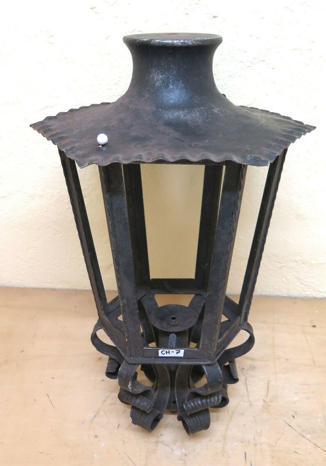 LAMPIONE IN FERRO BATTUTO FORGIATO A MANO LANTERNA VINTAGE LAMPADARIO CH - Belbello Antiques