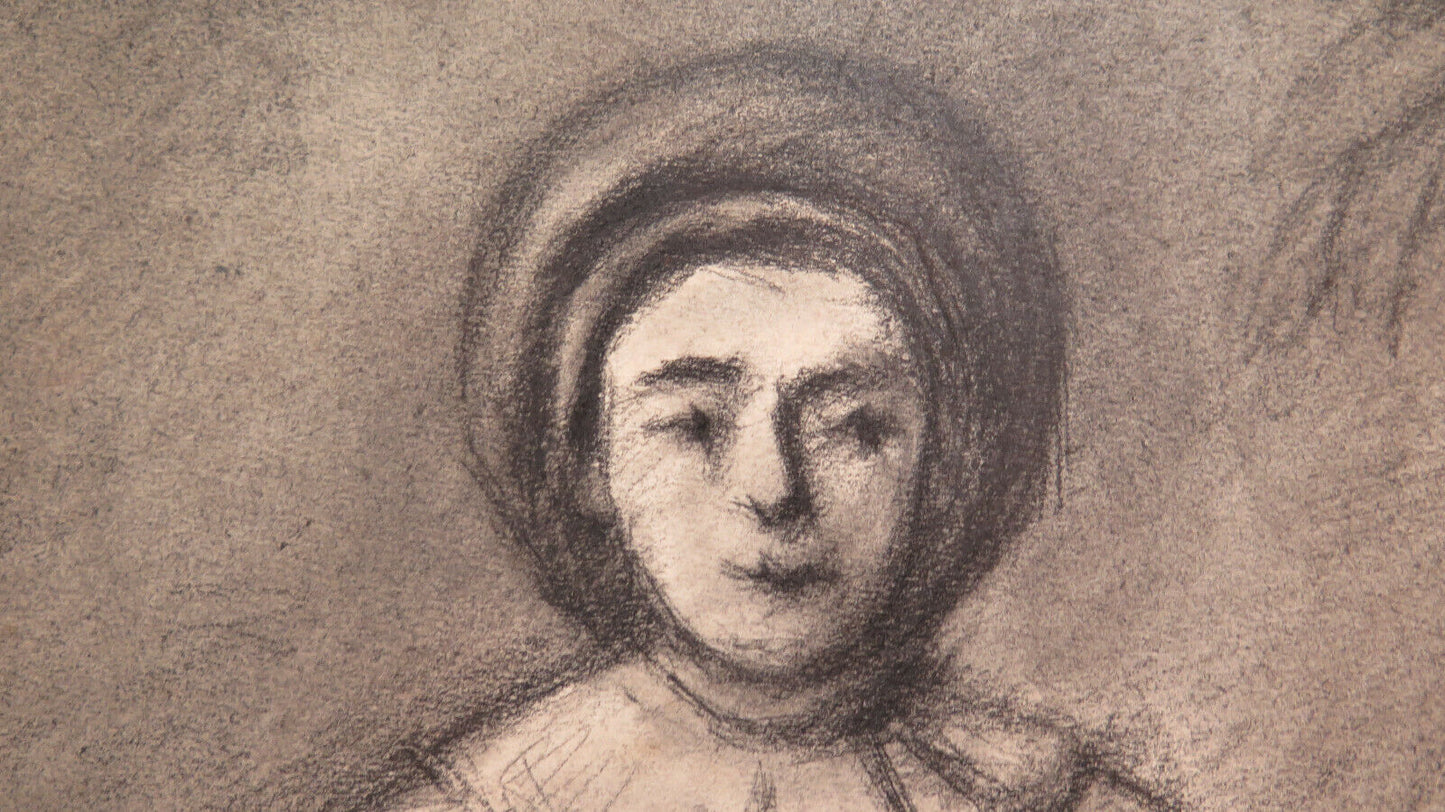 GRANDE DISEGNO ANTICO ISPIRATO WATTEAU PIERROT Pierre Duteurtre DUT BM53.1 F