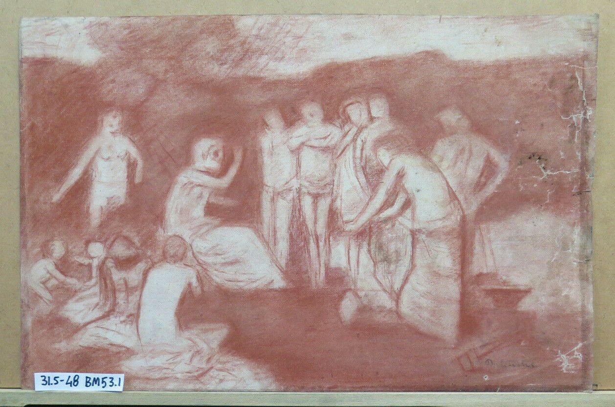 ANTICO DISEGNO DEL PITTORE FRANCESE Pierre Duteurtre DUT SCENA BIBLICA BM53.1 - Belbello Antiques