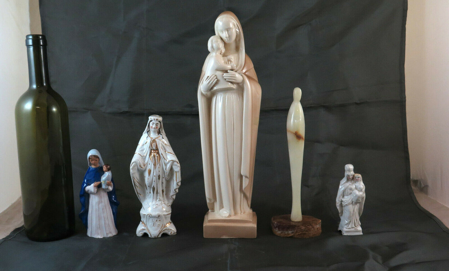 COLLEZIONE DI 5 STATUINE MADONNA MADONNINE IN PORCELLANA ALABASTRO VINTAGE BM21