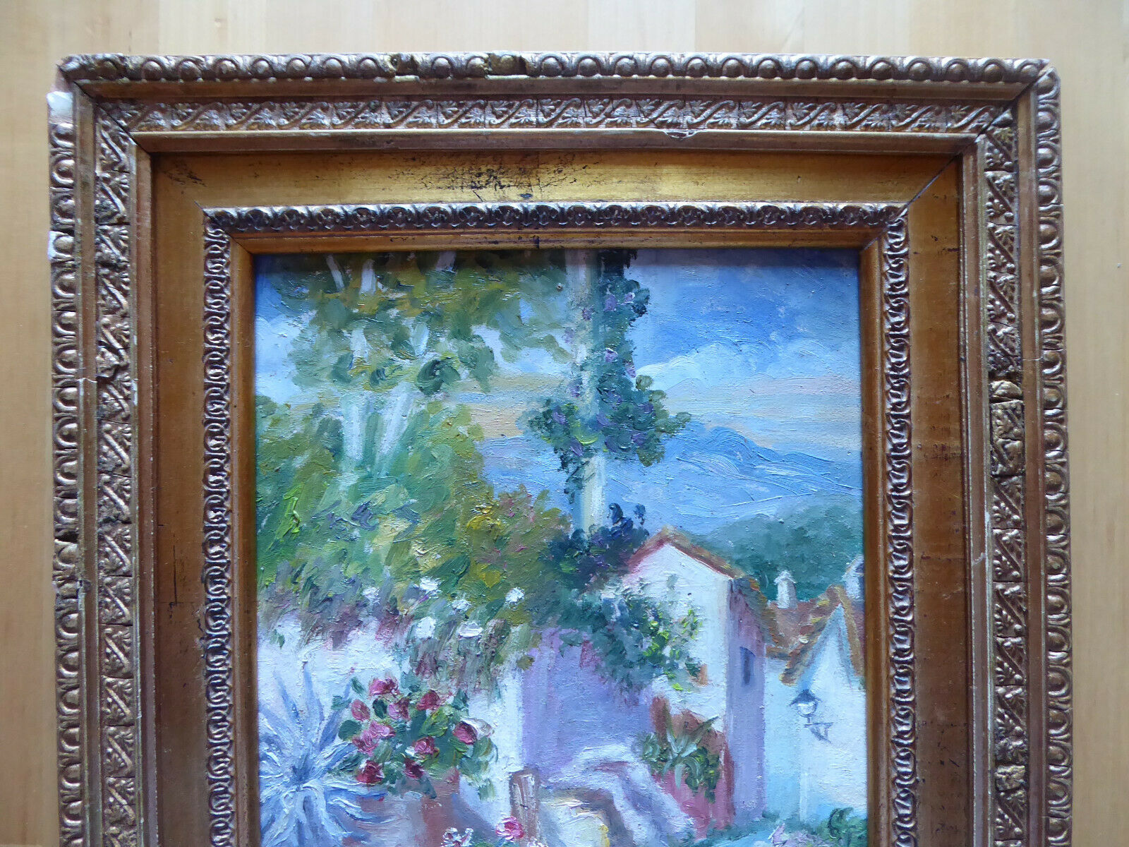 VECCHIO QUADRO DIPINTO PAESAGGIO OLIO OPERA DEL PITTORE SPAGNOLO HERRANZ MD7 - Belbello Antiques