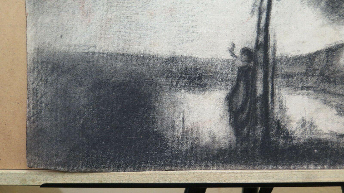 DISEGNO ANTICO PAESAGGIO BUCOLICO PITTORE FRANCESE Pierre Duteurtre DUT BM53.1 - Belbello Antiques