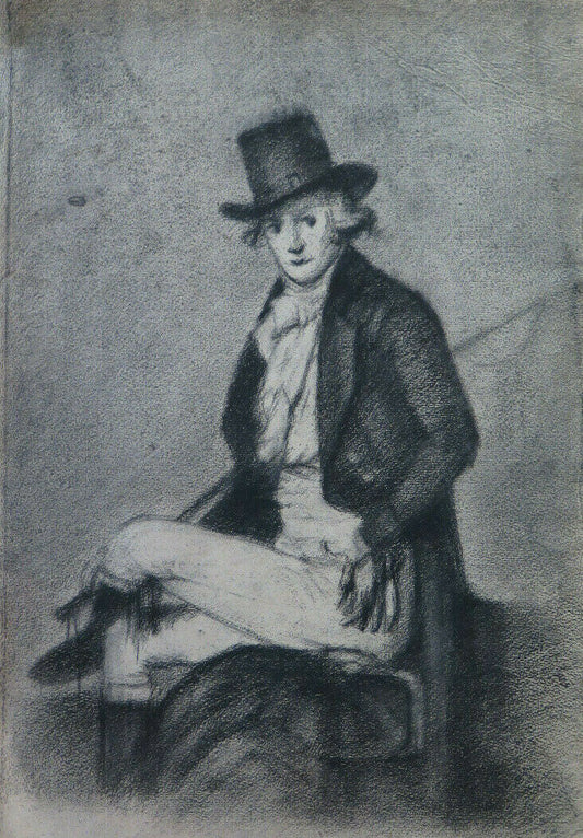 PORTRAIT OF A GENTLEMAN WITH HAT ANTIQUE DRAWING BY Pierre Duteurtre DUT BM53.1 