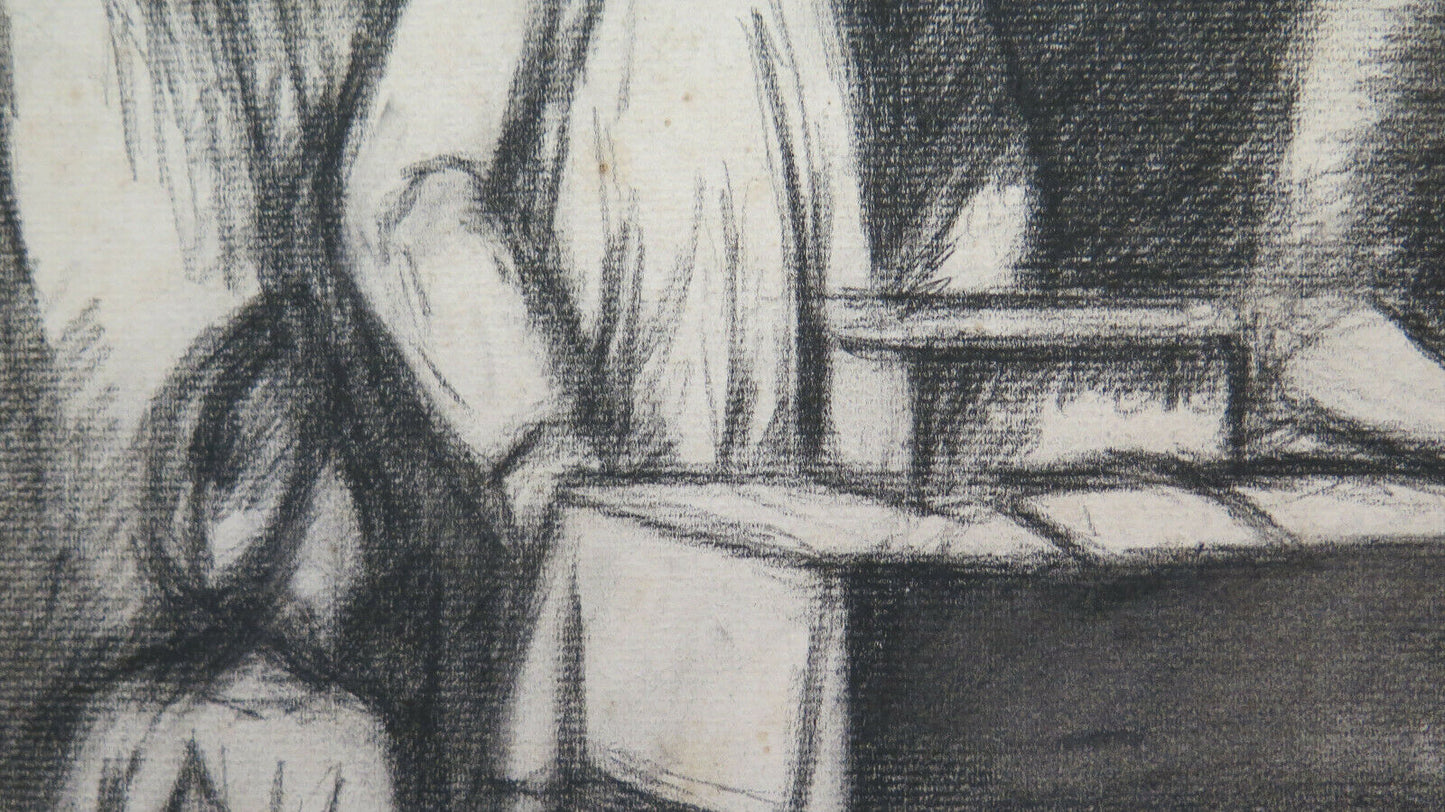 DISEGNO ANTICO INTERNO CON FIGURE CARBONCINO CARTA Pierre Duteurtre DUT BM53.1