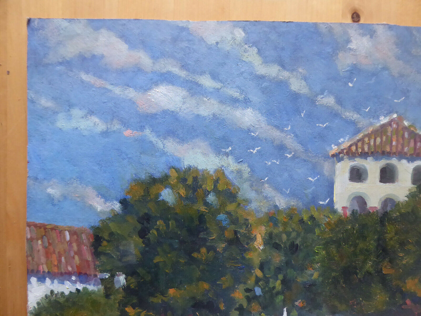 OLD OIL PAINTING COURTYARD VIEW ANDALUSIA SPAIN PAINTING SIGNED SEGURA MD2 