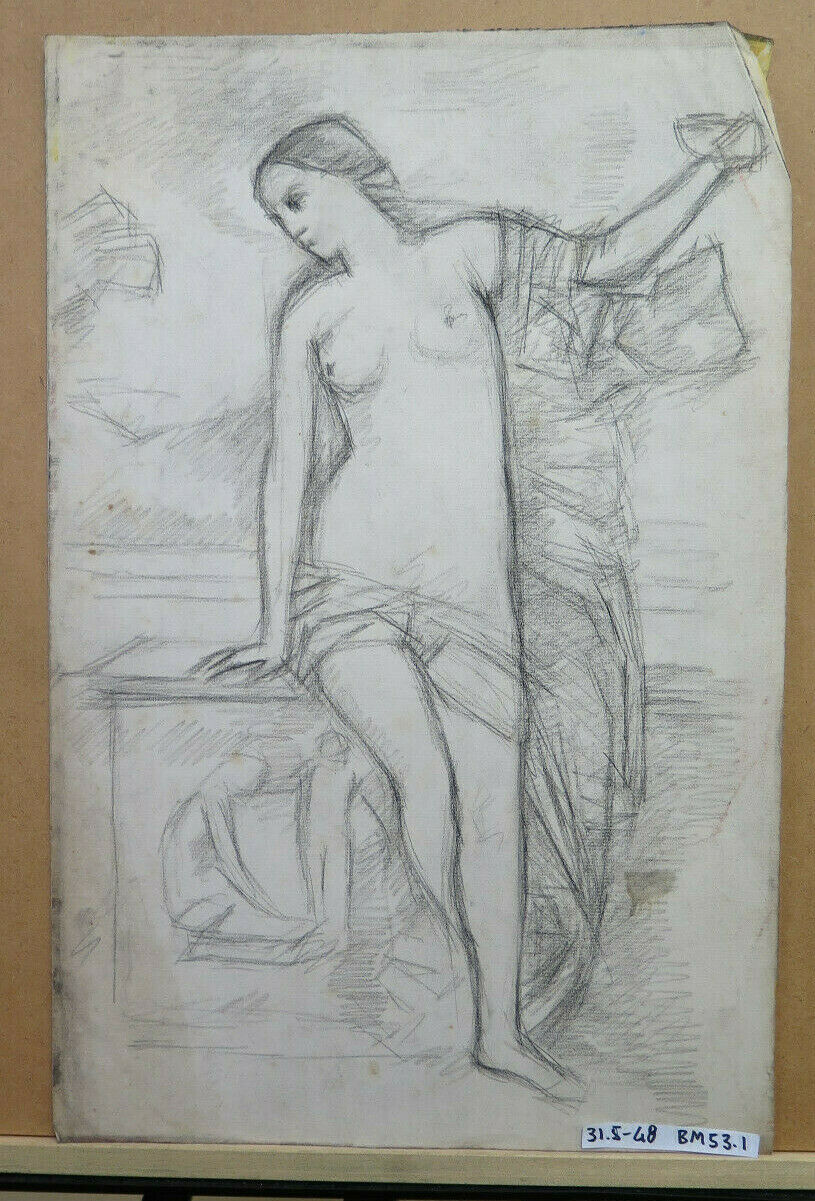 ANTIQUE DRAWING WORK PAINTER Pierre Duteurtre DUT CLASSIC NUDE FIGURE BM53.1