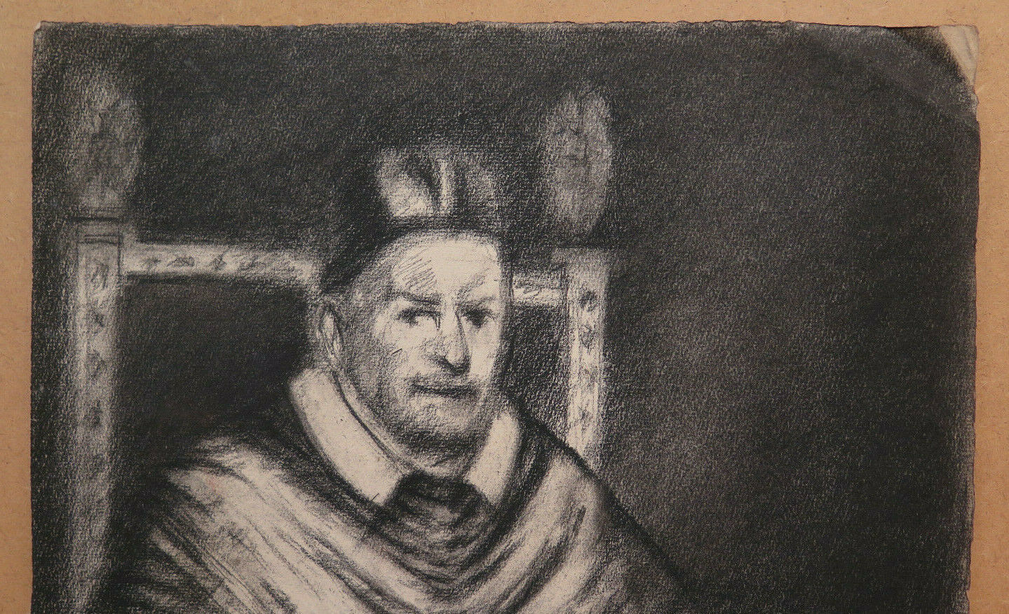 ANTIQUE DRAWING FROM THE Portrait of Innocent X BY Velázquez Pierre Duteurtre DUT BM53.1 