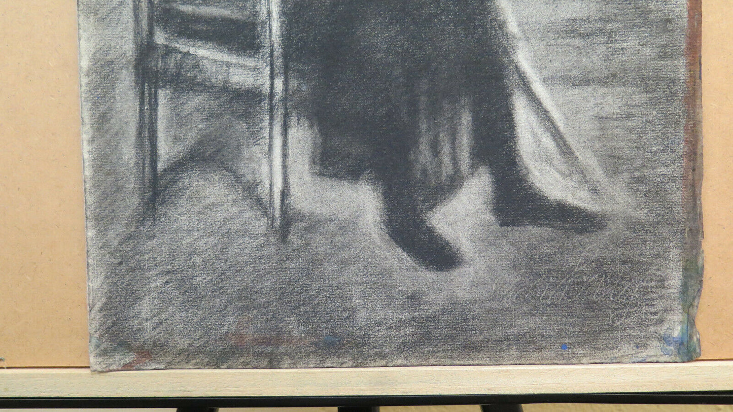 GRANDE DISEGNO CARBONCINO ANTICO RITRATTO MASCHILE Pierre Duteurtre DUT BM53.1