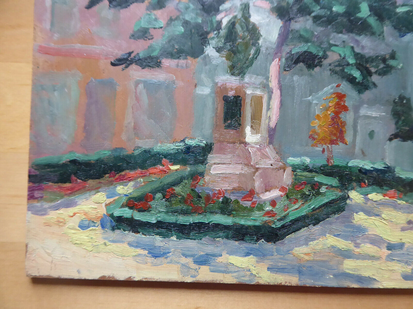 OLD SPANISH OIL PAINTING SIGNED RUEDA PLAZA DE LASO CORTES MADRID MD1 