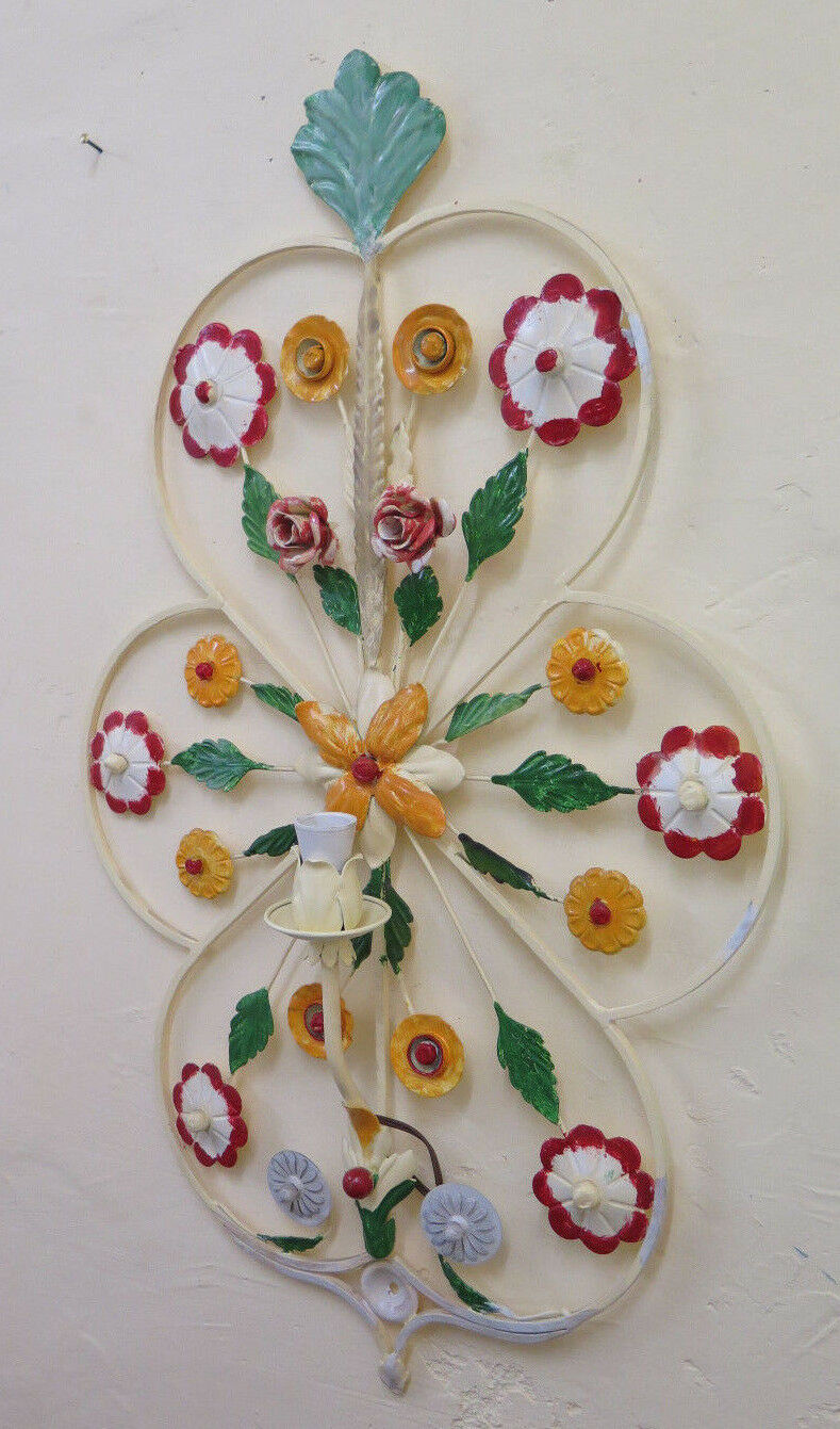 APPLIQUE A FIORI IN FERRO BATTUTO STILE FLOREALE VINTAGE FATTA A MANO LUCE CH-10