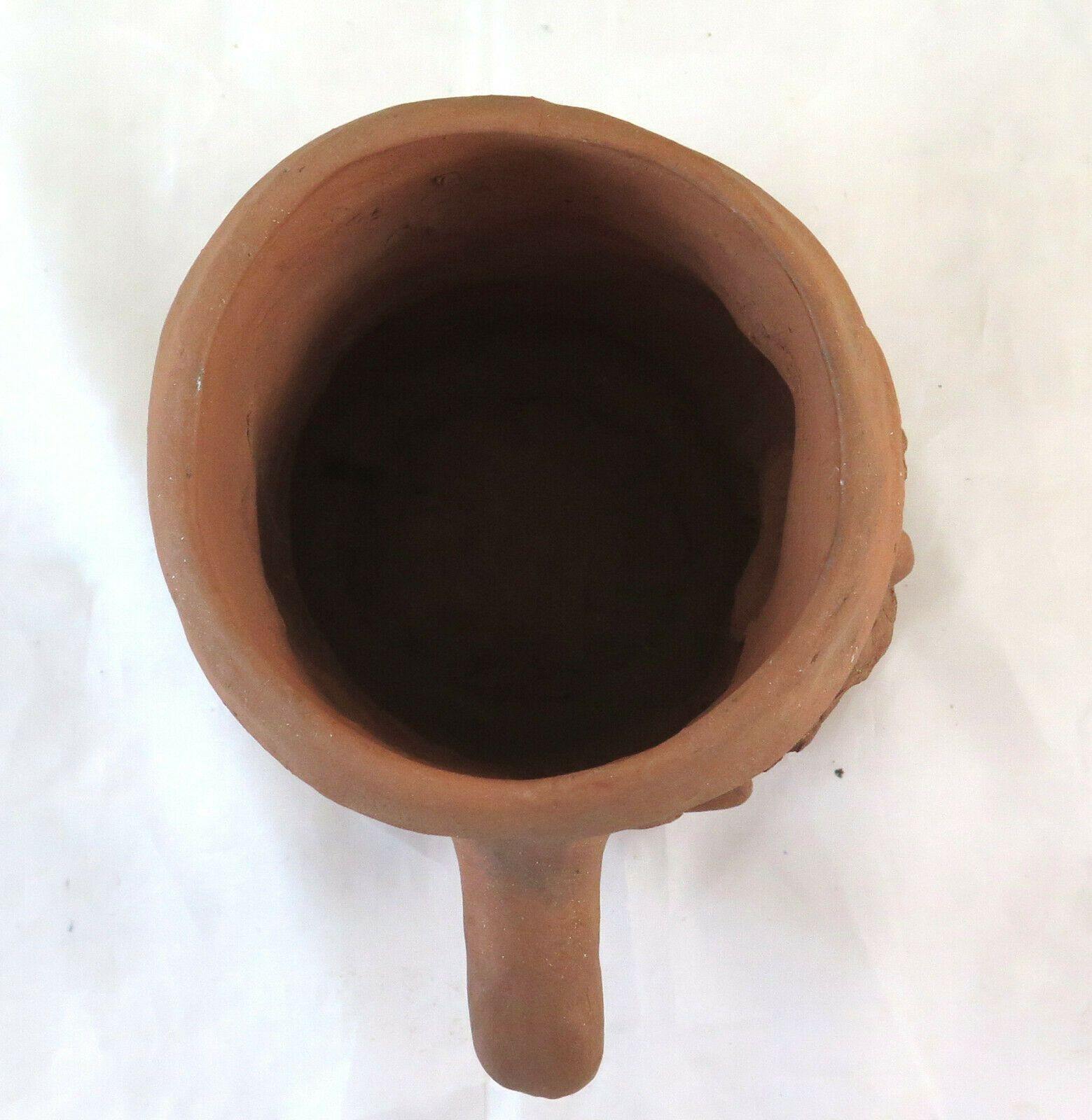 VECCHIA TAZZA IN TERRACOTTA VINTAGE RITRATTO UOMO CON SIGARO TERRA COTTA BM17 - Belbello Antiques