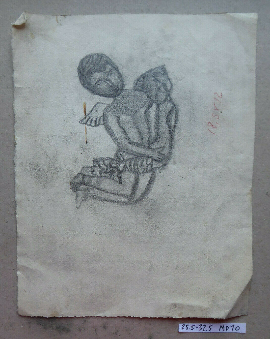 ANGIOLETTO PUTTO ANGELO VECCHIO DISEGNO MATITA SU CARTA BOZZETTO SPAGNA 900 MD10 - Belbello Antiques