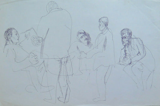 OLD SKETCH DRAWING ON STUDIO PAPER FOR VINTAGE MALE FIGURES P28.7