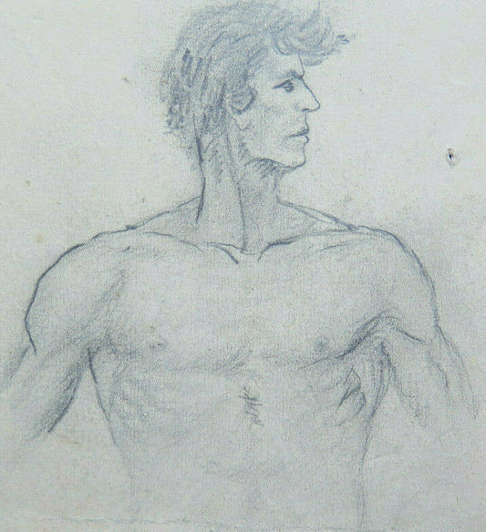 DISEGNO ANTICO CON STUDIO PER CORPO UMANO 1940 CIRCA MATITA SU CARTA NUDO P28.6 - Belbello Antiques